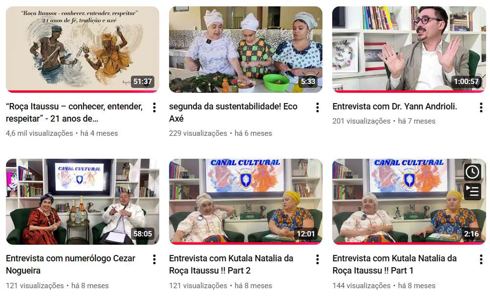 Registros do Canal Cultural apresentados no portfólio